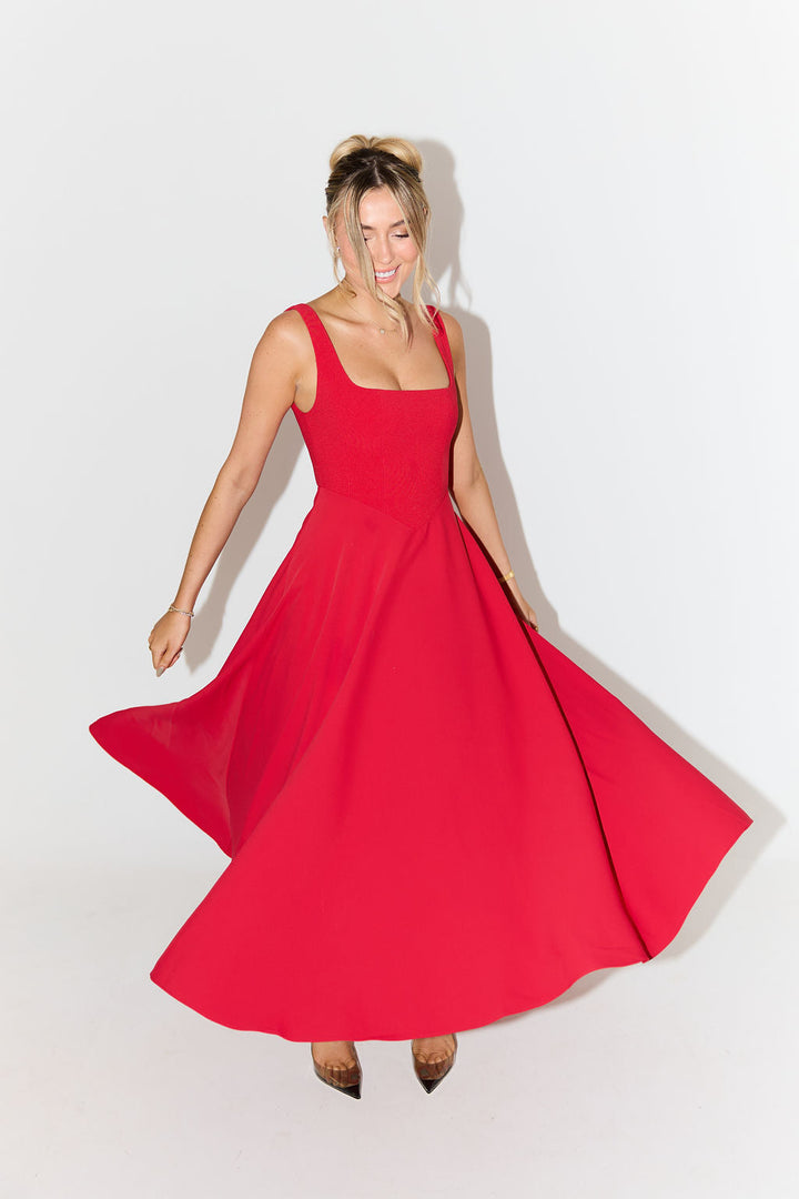 Women's Dress | Sleeveless Square Neck Midi