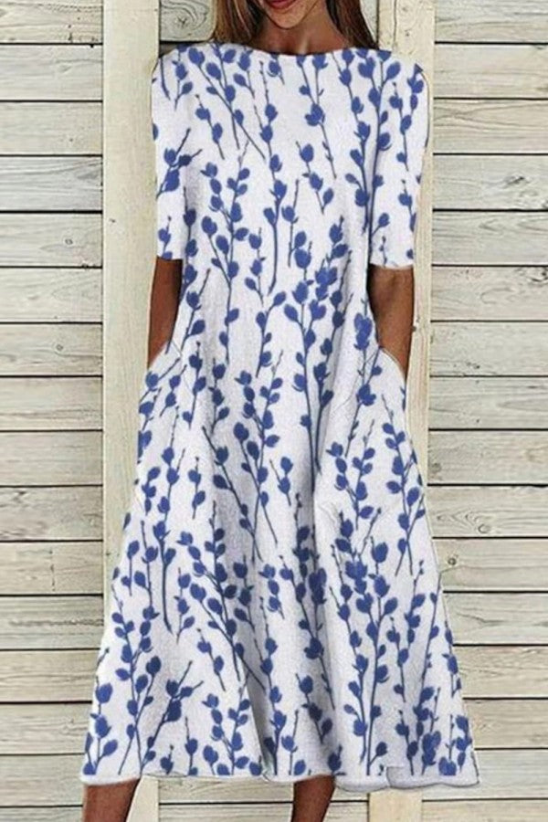 Women’s Dress | Crewneck Half-Sleeve Midi