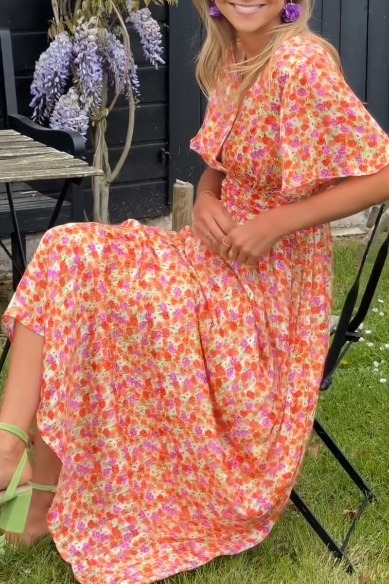 Sandra Elegant V-Neck Maxi Dress