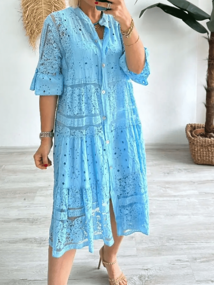 Women's Dress | Collared Neckline Tiered Skirt