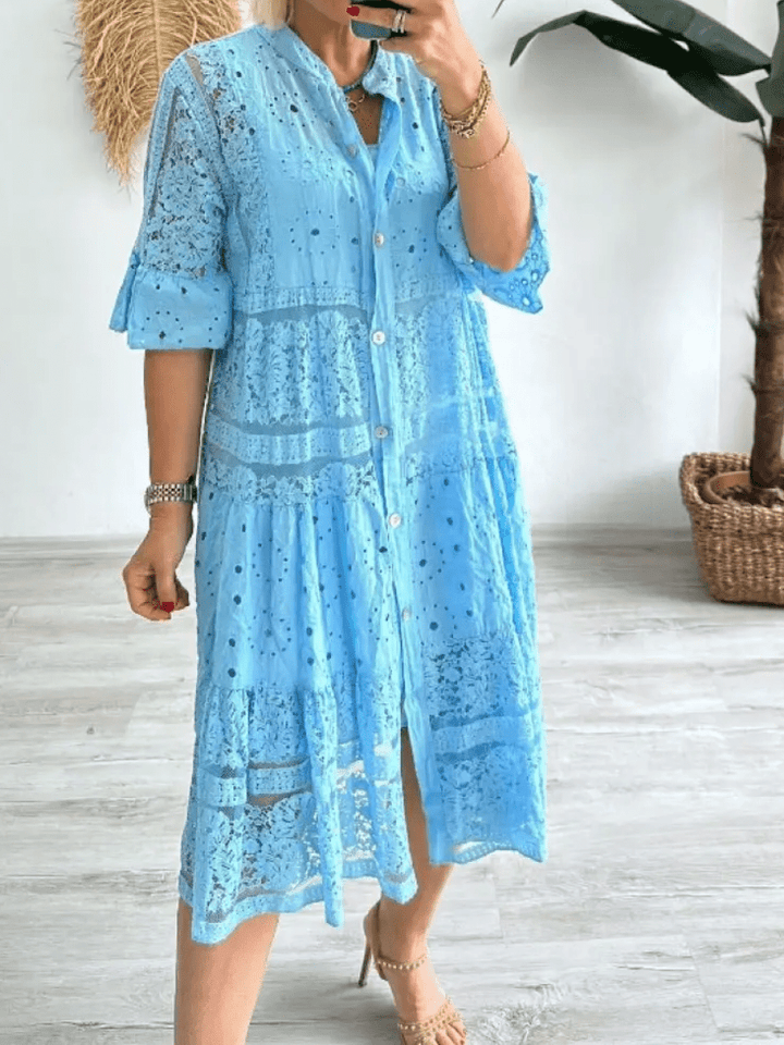 Women's Dress | Collared Neckline Tiered Skirt