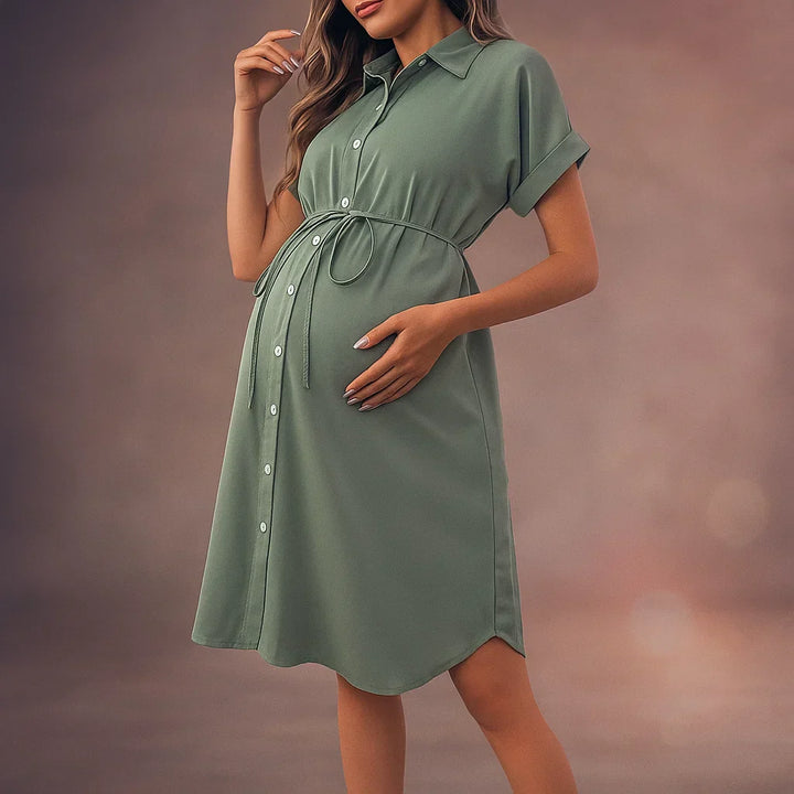 Women's Elegant Maternity Button Dress