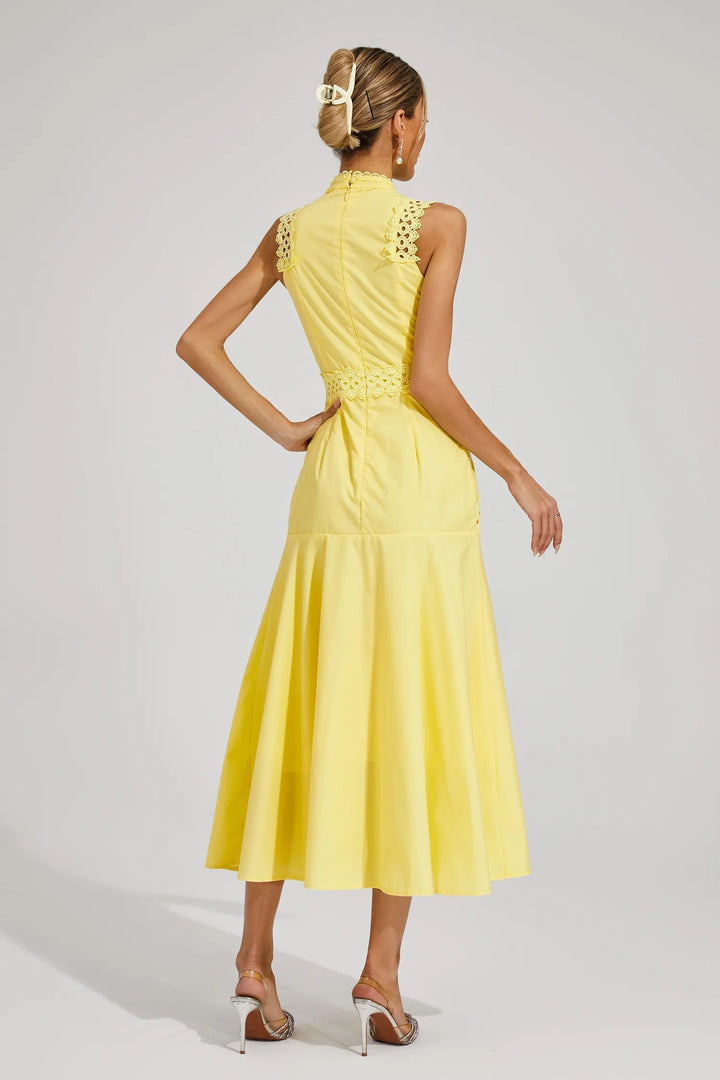 Caroline | Chic Sleeveless Lace Midi Wedding Guest Dress