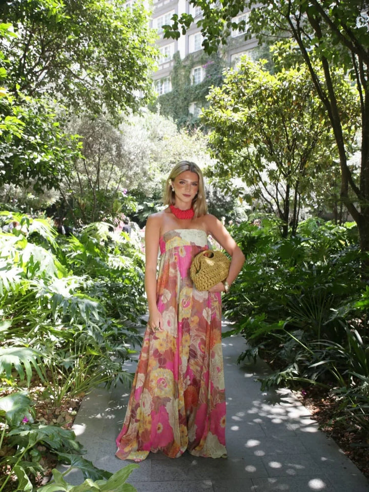 Anna | Women's Strapless Floral Maxi Wedding Guest Dress